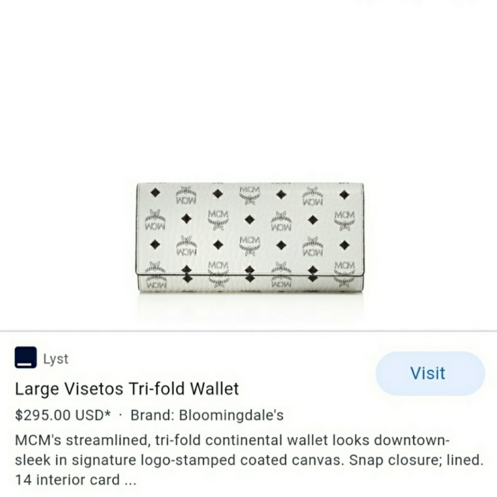 Mcm White Long Wallet
